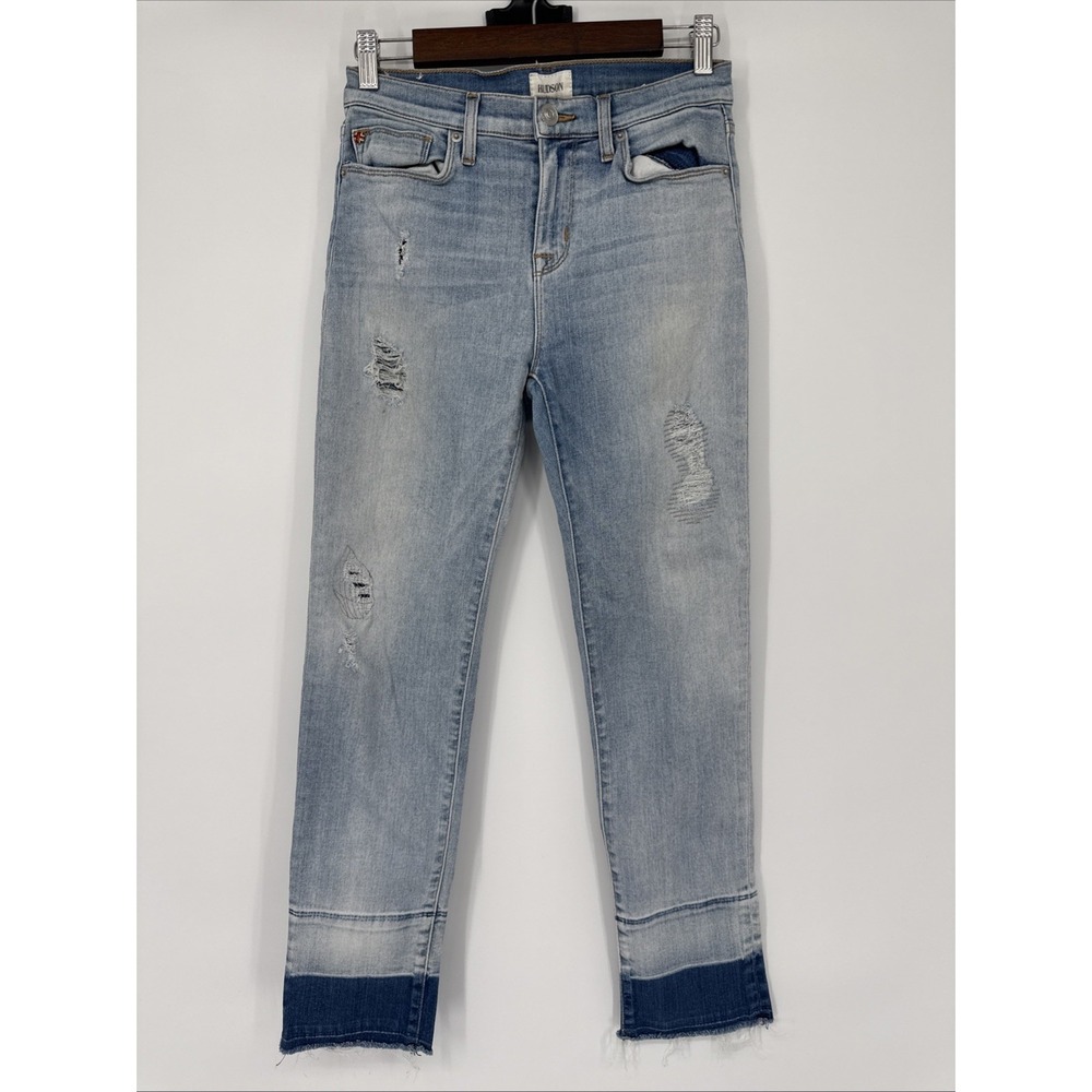 Hudson Zoeey Jeans Women's 26 Mid-Rise Cropped Denim Light Wash Released Raw Hem